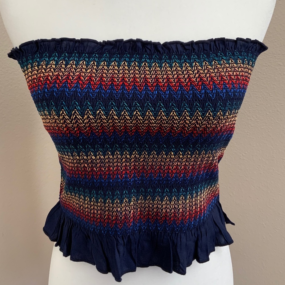 Forever 21 Rainbow Stripe Tube Top Sz L
